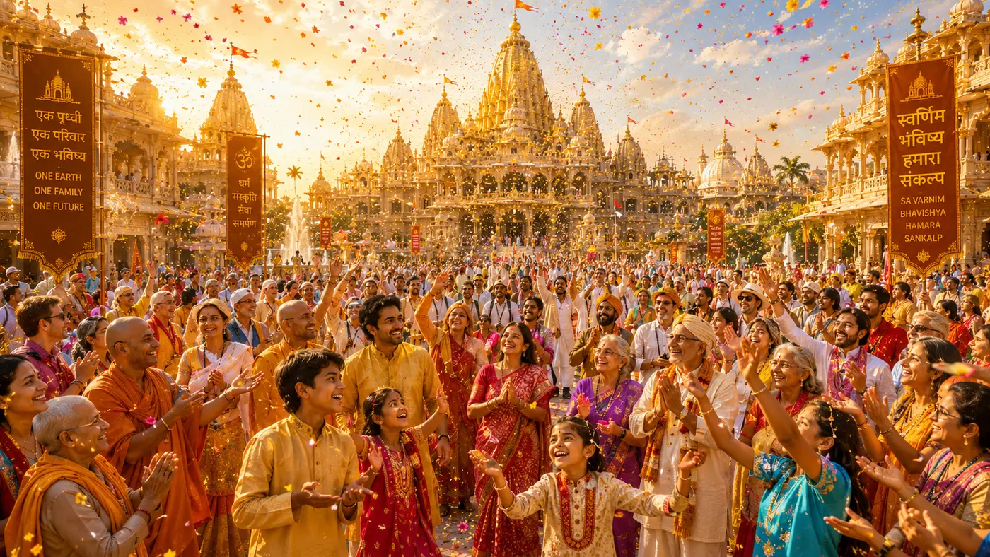 Concept visualisation of a festival celebration in the temple square