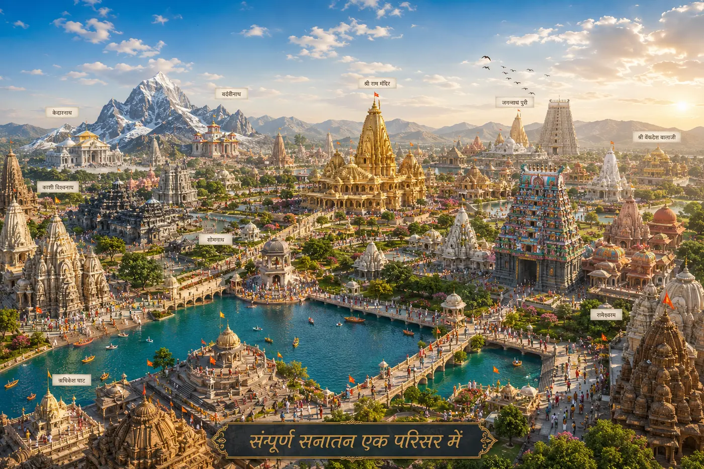 Concept visualisation of the complete Sanatan temple complex