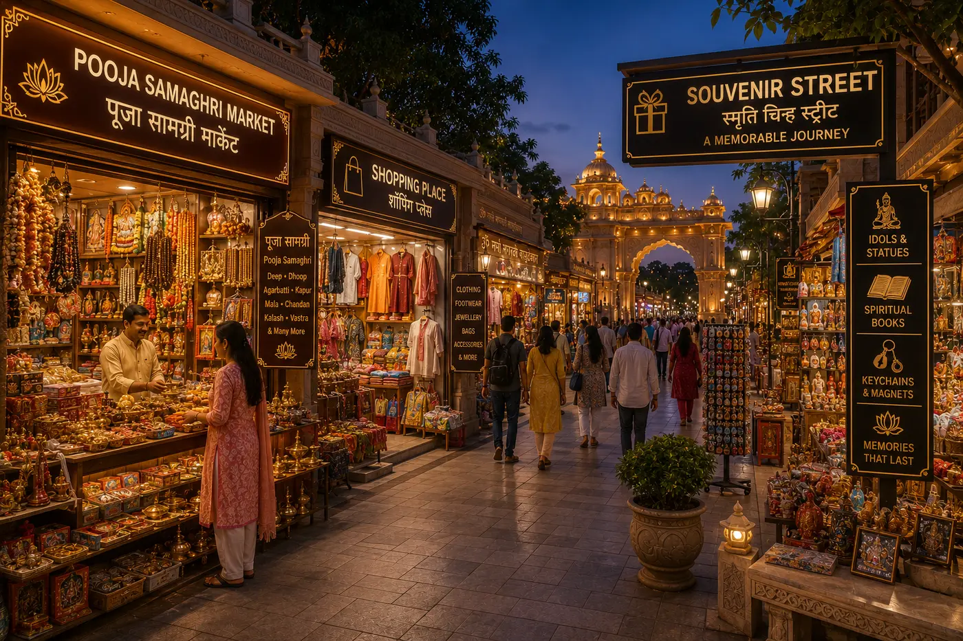 Concept visualisation of the pooja samagri and souvenir street